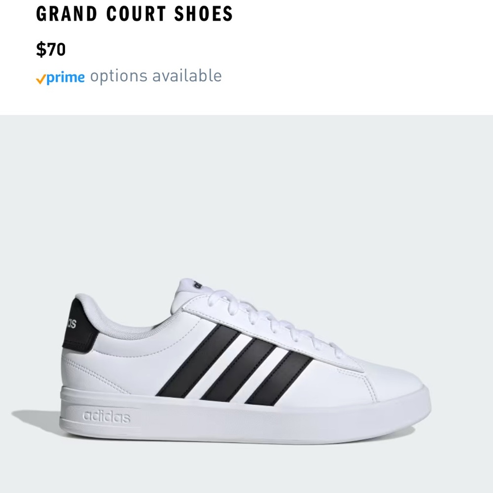 adidas Grand Court Sneakers in White with Black Stripes